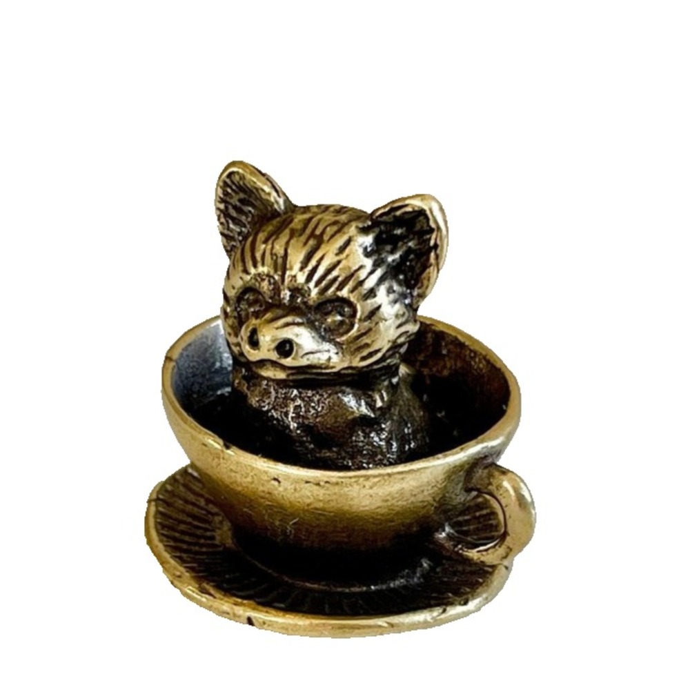 Brass Puppy Dog in a Cup Cute New